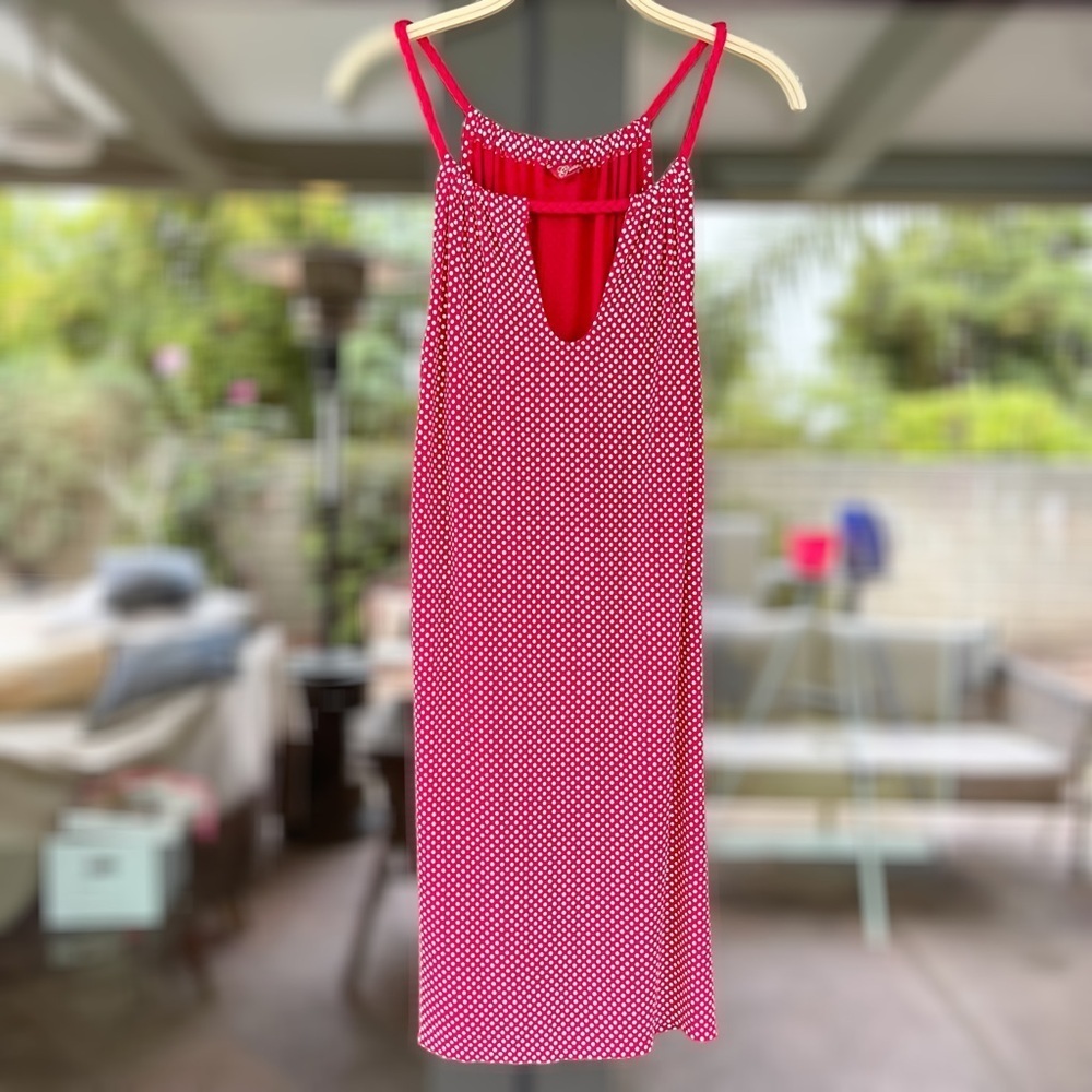GUESS ~ Summer Perfect Red/White Polka Dot Dress w/Braided Strap Detsil ~ Large